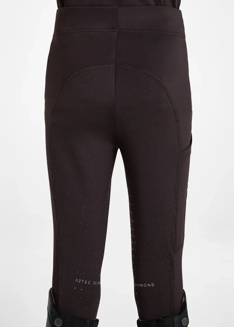 Aztec Diamond Young Rider Full Seat Leggings - Espresso-3