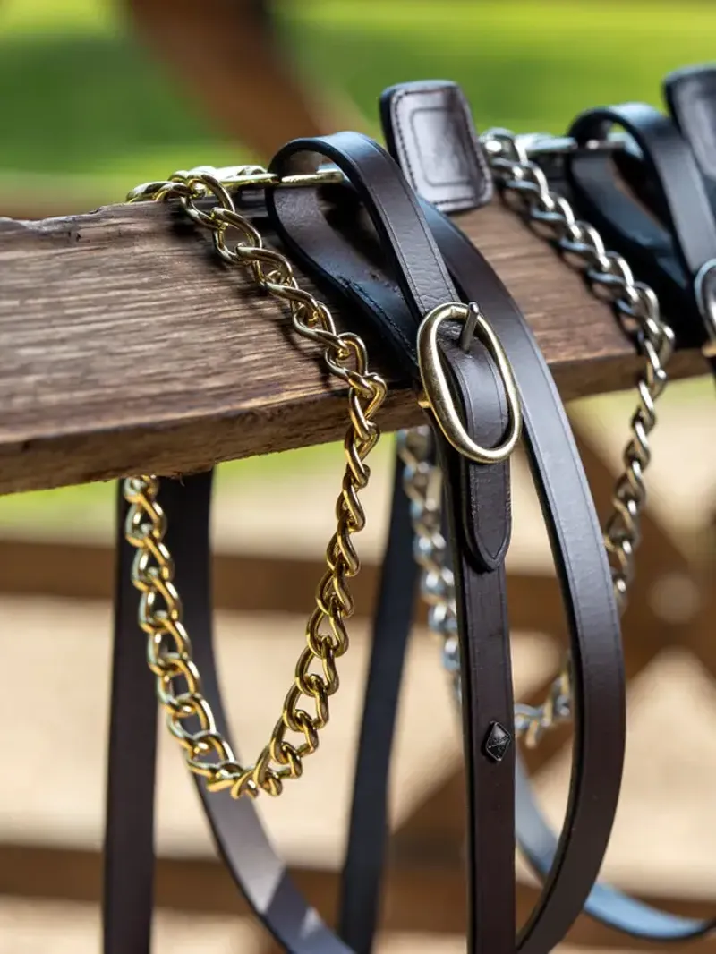 LeMieux Leather Trot Up Chain - Brown-2