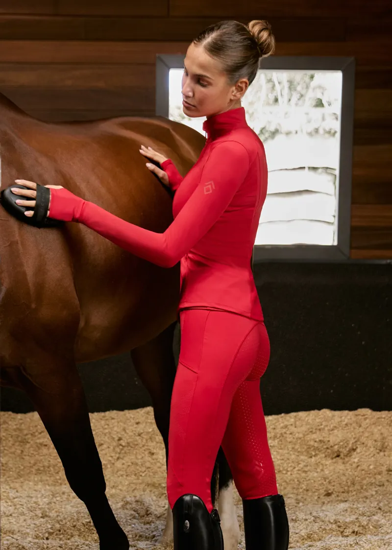 Aztec Diamond Core Leggings Knee Grip - Crimson