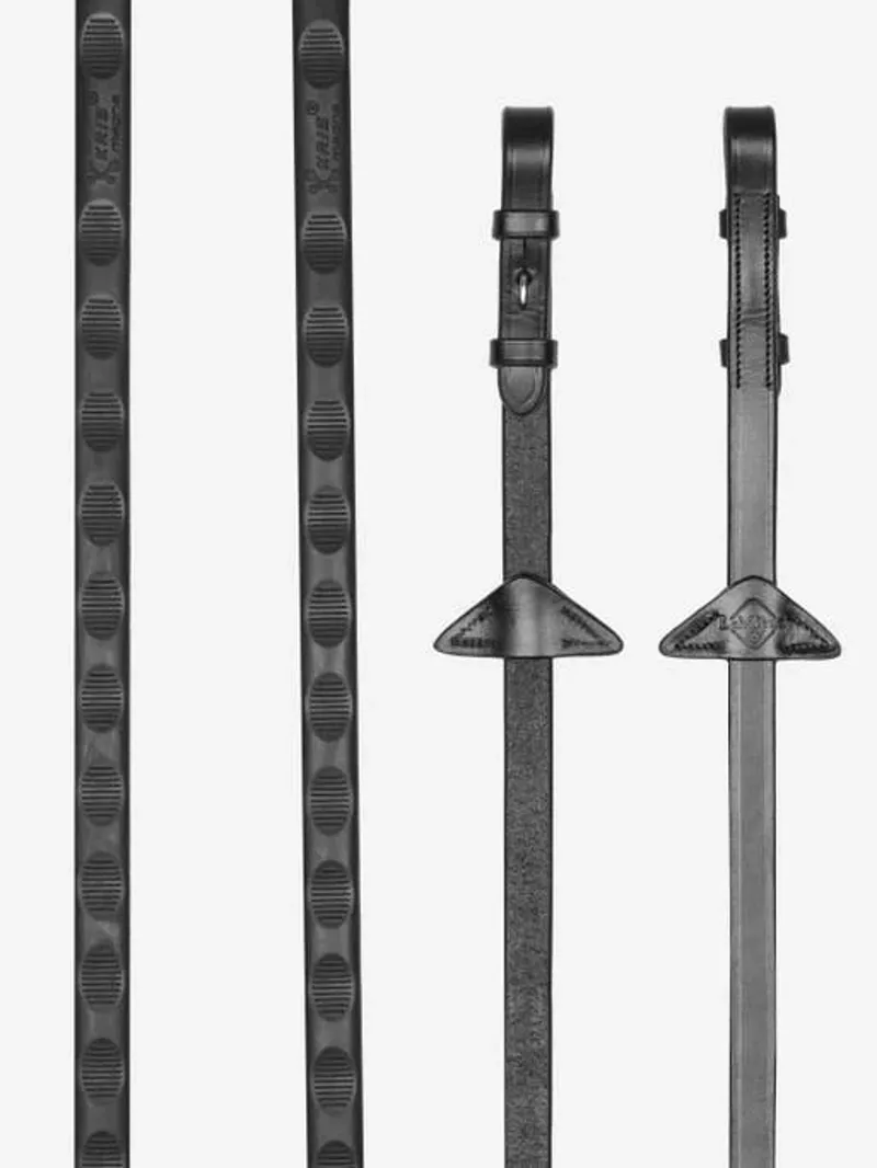 LeMieux Magna Grip Rubber Reins - Black/Silver-1