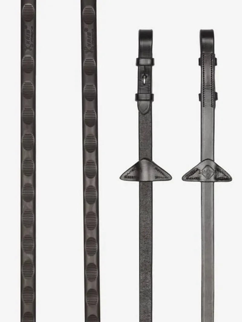 LeMieux Magna Grip Rubber Reins - Brown/Silver-1