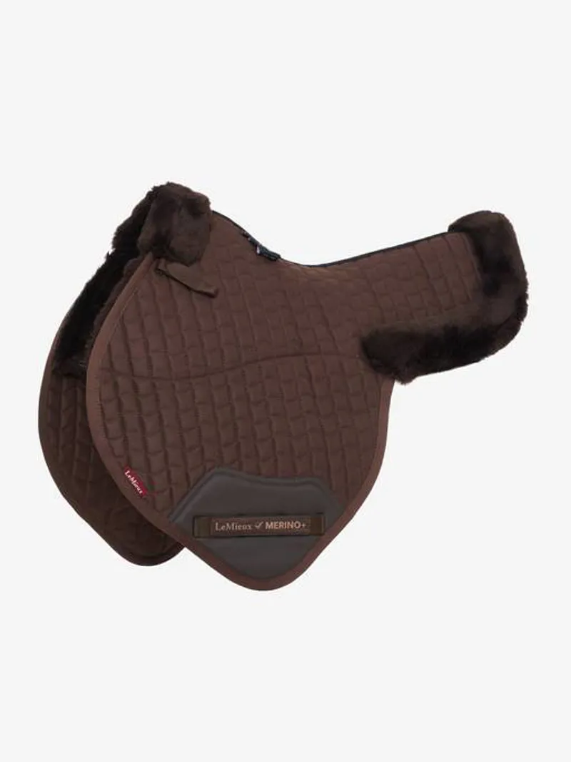 LeMieux Merino+ Half Lined Close Contact Numnah - Brown/Brown - Large