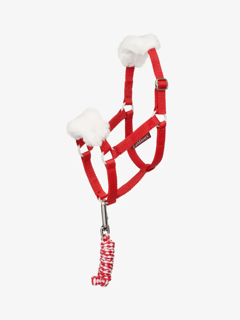 LeMieux Hobby Horse Christmas Headcollar and Rope - Red-1