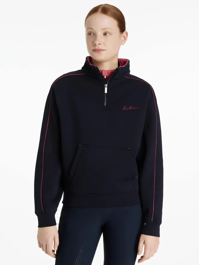 LeMieux Young Rider Kate Quarter Zip Sweat Navy/Cranberry