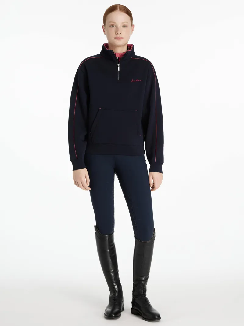 LeMieux Young Rider Kate Quarter Zip Sweat Navy/Cranberry-5