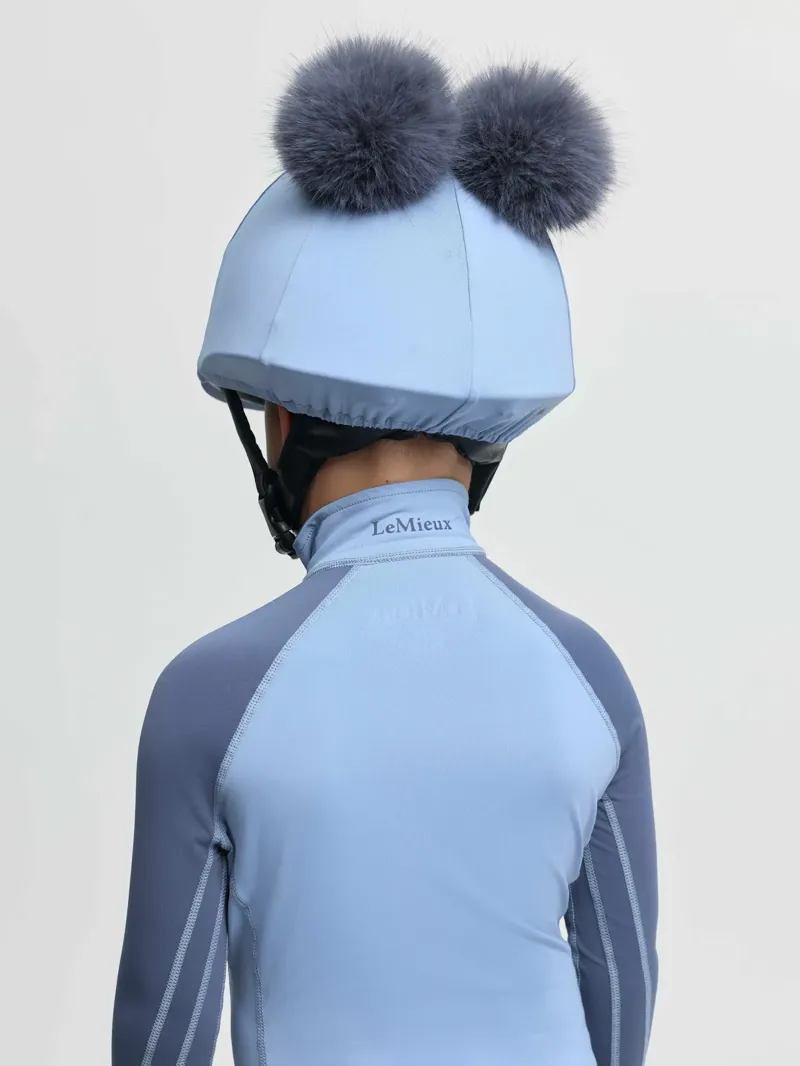 LeMieux Double Pom Hat Silk - Powder Blue-1