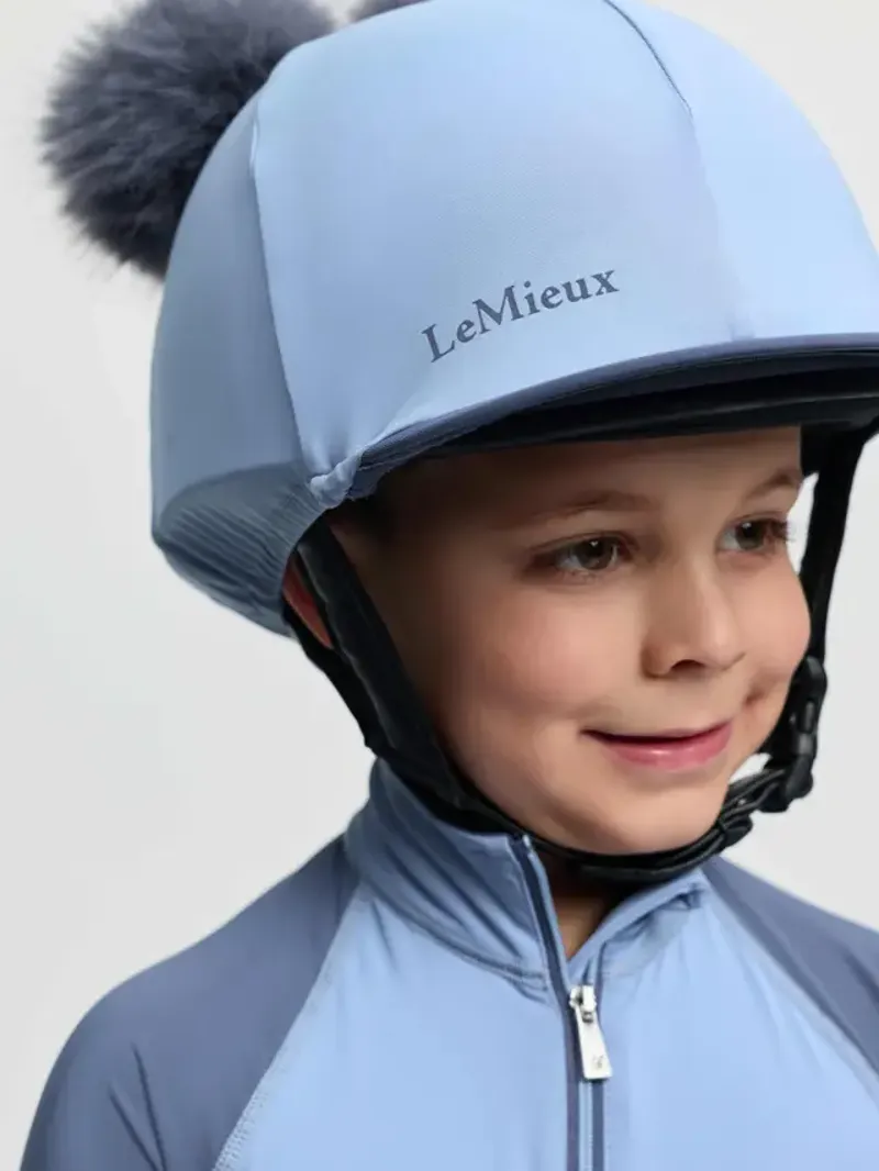 LeMieux Double Pom Hat Silk - Powder Blue-3