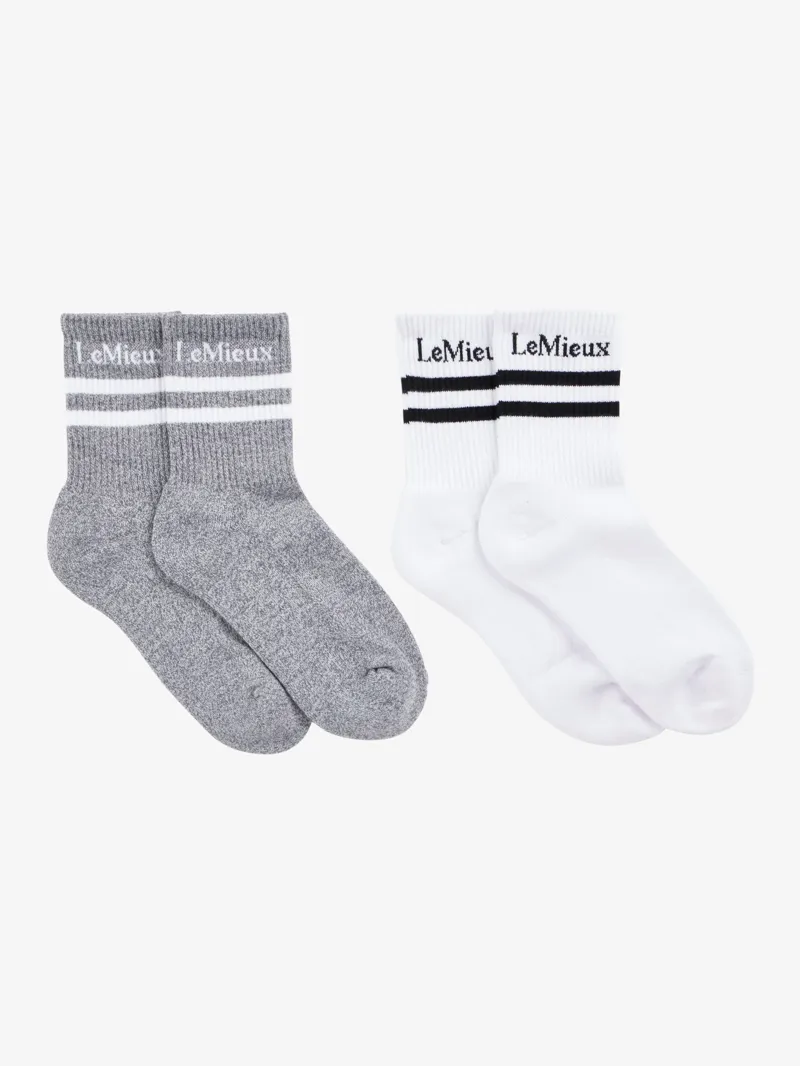 LeMieux Crew Socks 2 Pack - White-3