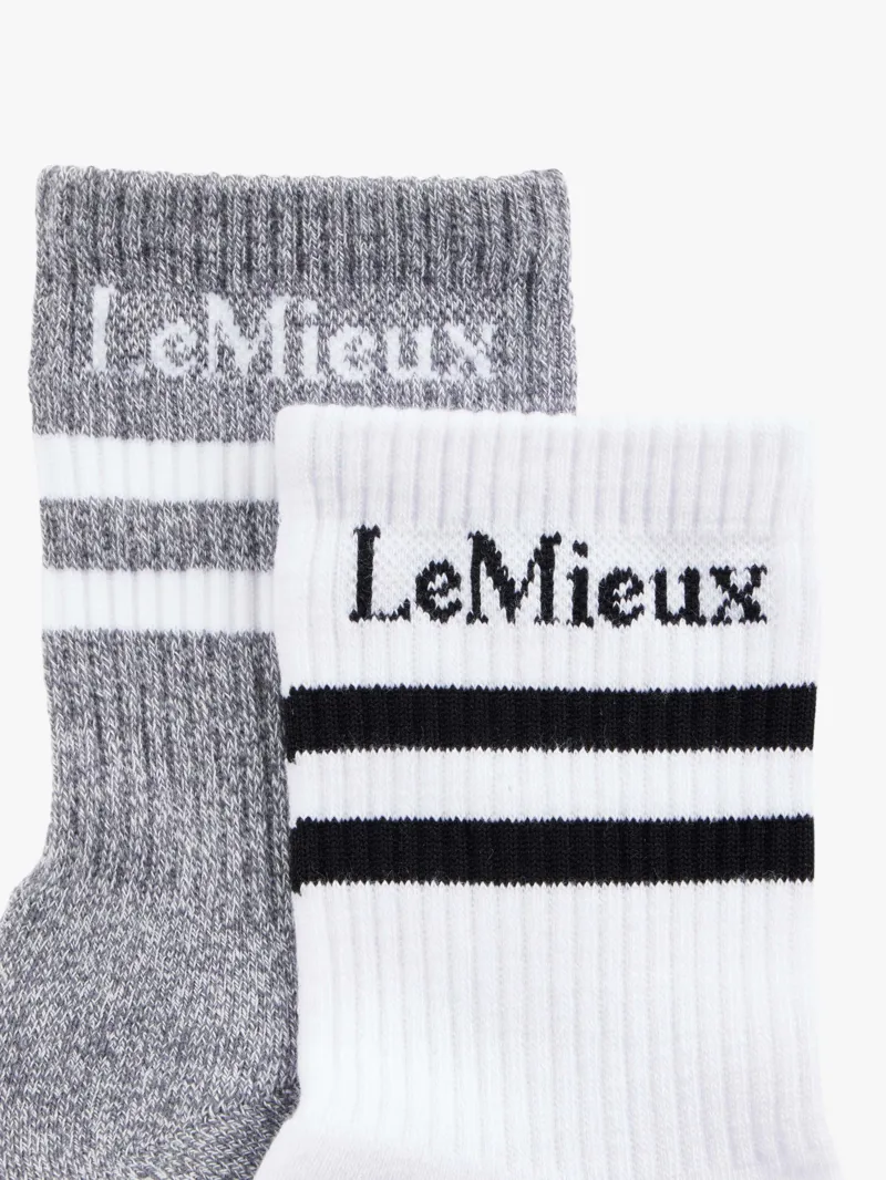 LeMieux Crew Socks 2 Pack - White-2