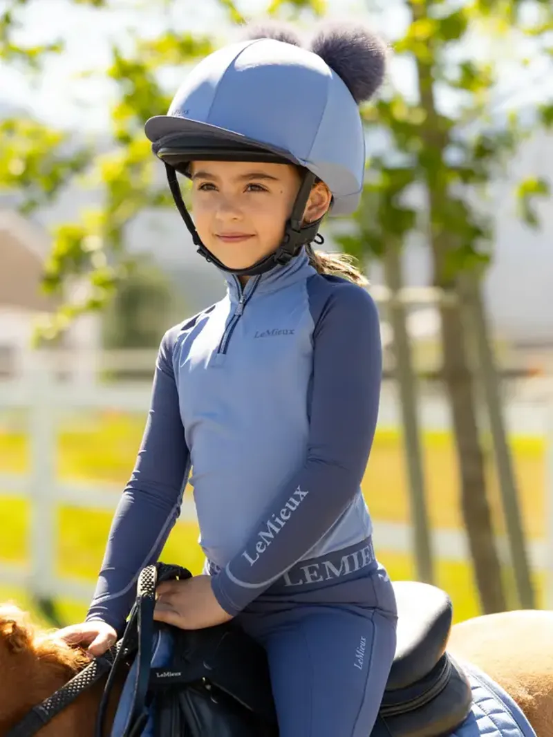 LeMieux Double Pom Hat Silk - Powder Blue-2