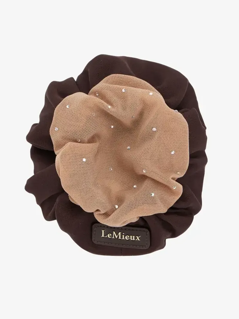 LeMieux Scrunchie with Crystal Hair Net Brown/Blonde
