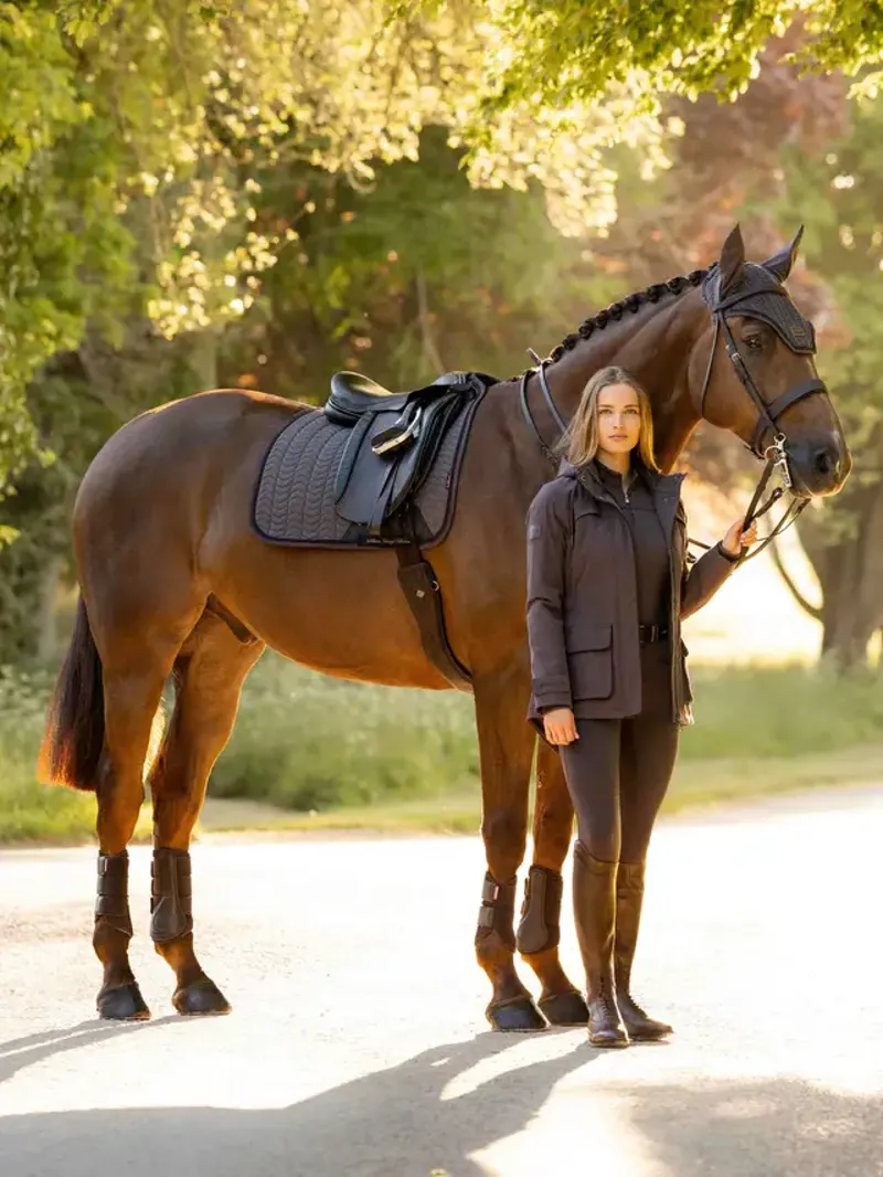 LeMieux Heritage Herringbone Dressage Square - Cocoa Large-3