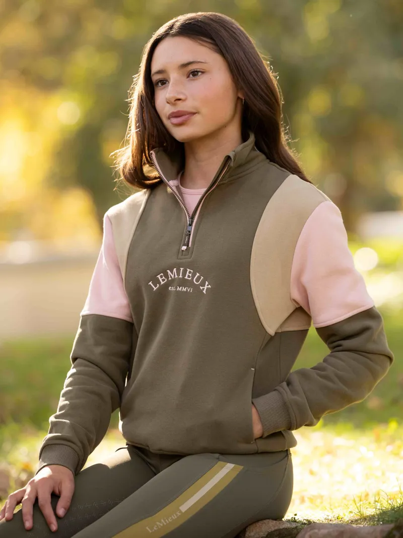 LeMieux Young Rider Viola Quarter Zip Sweat - Willow Green-2