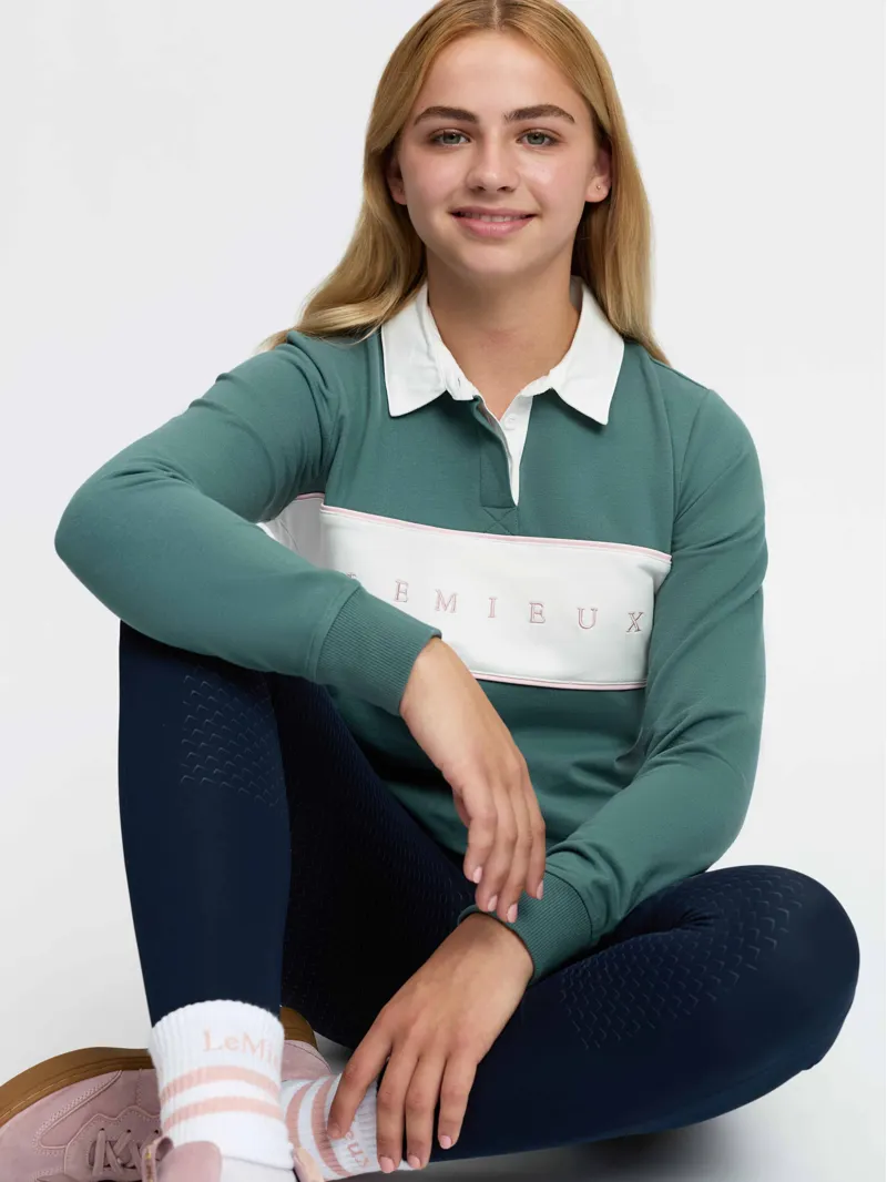 LeMieux Young Rider Riley Rugby Shirt - Aloe-3