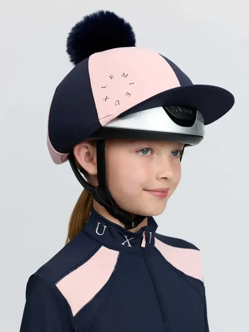 LeMieux Harlequin Hat Silk - Navy/Petal-3