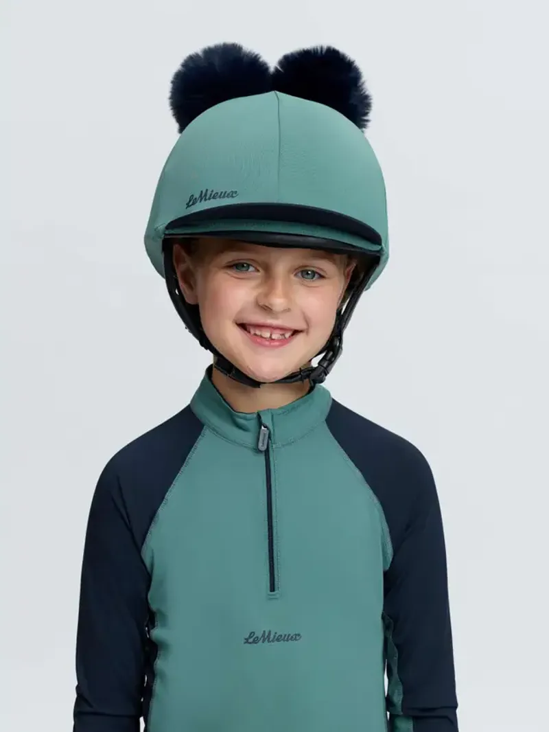 LeMieux Mini Double Pom Hat Silk - Navy/Aloe