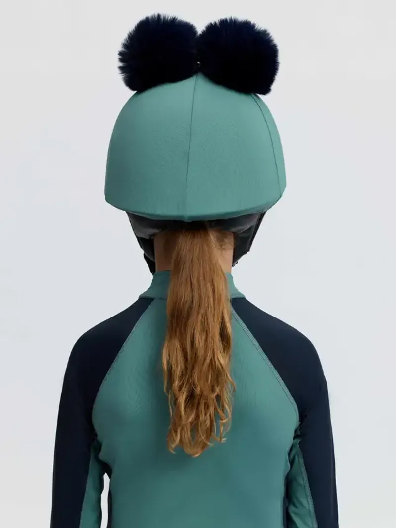 LeMieux Mini Double Pom Hat Silk - Navy/Aloe-1