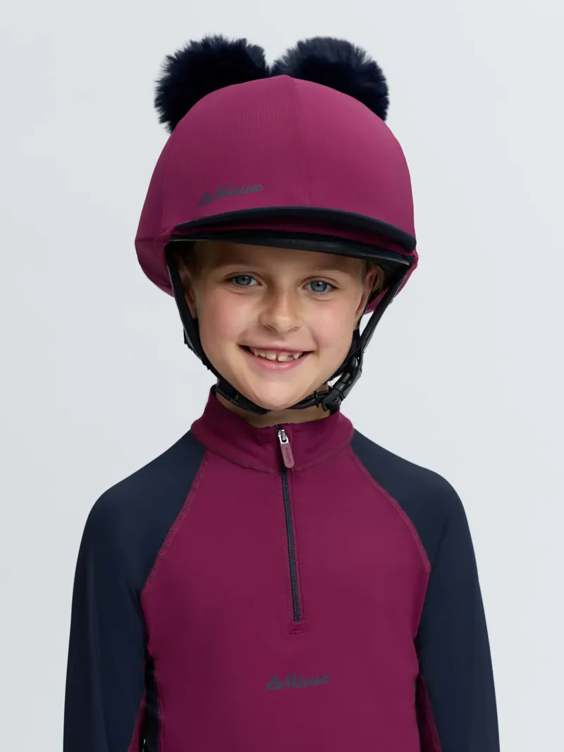 LeMieux Mini Double Pom Hat Silk - Blackberry