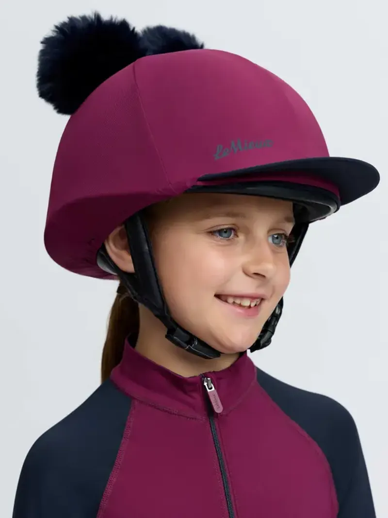 LeMieux Mini Double Pom Hat Silk - Blackberry-3