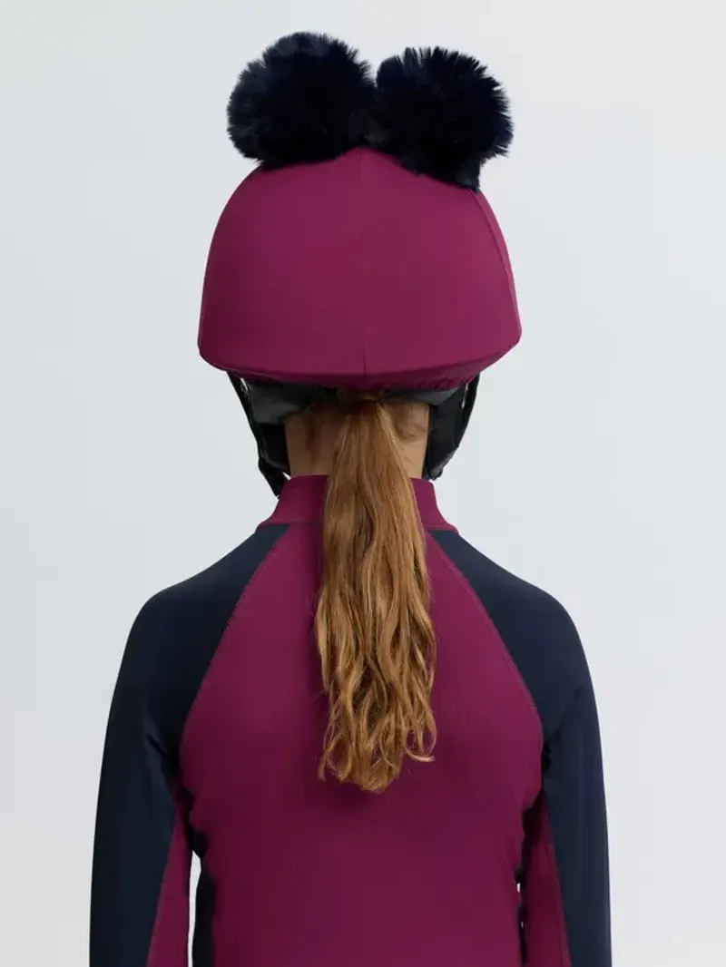 LeMieux Mini Double Pom Hat Silk - Blackberry-1