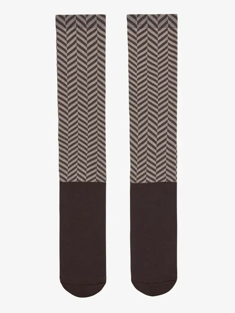 LeMieux Heritage Footsie Socks Herringbone - Cocoa Medium-1