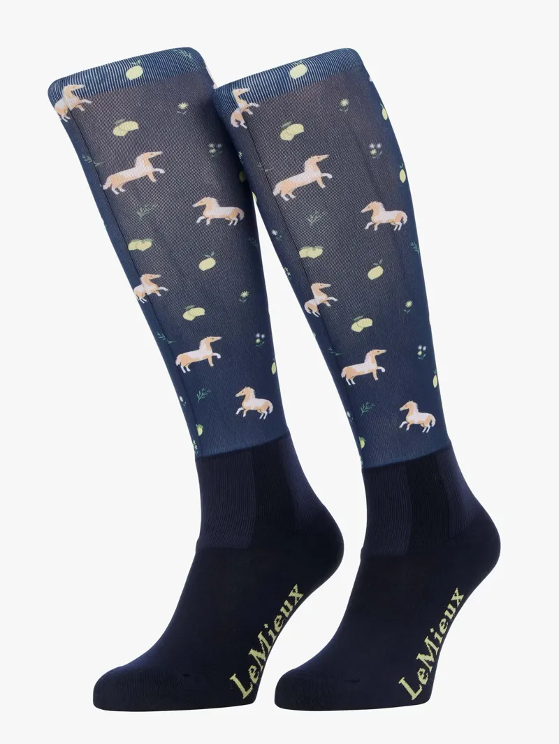 LeMieux Footsie Socks - Lemon Navy Medium
