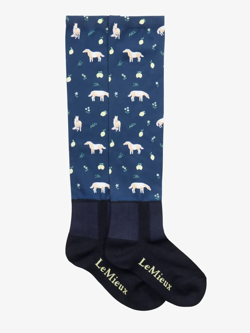 LeMieux Footsie Socks - Lemon Navy Medium-1