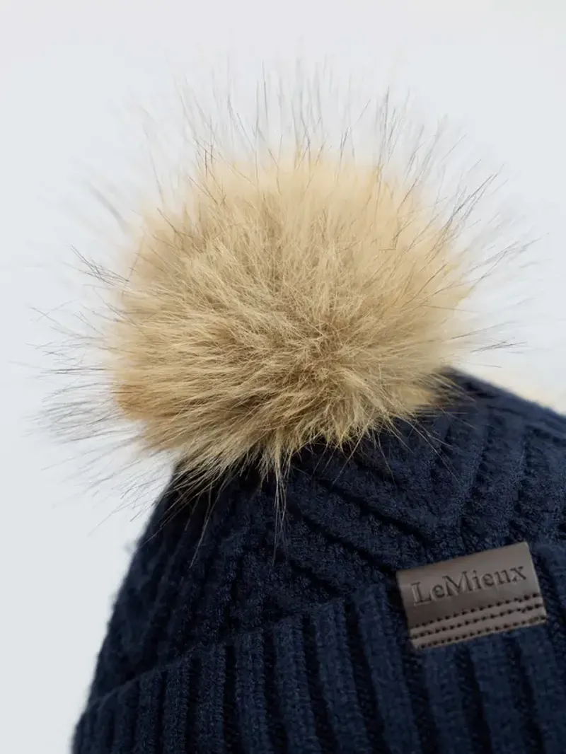 LeMieux Mini Double Pom Beanie - Navy-3
