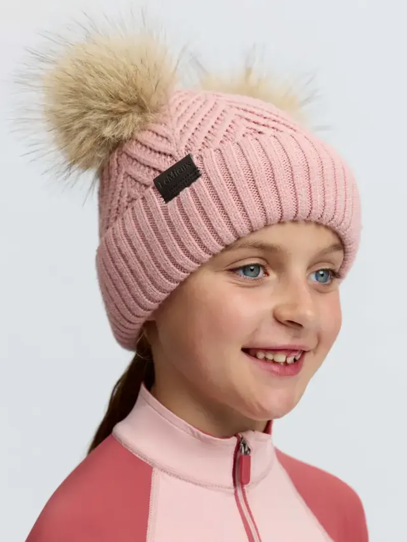 LeMieux Mini Double Pom Beanie - Petal-3