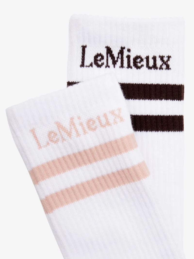 LeMieux Tall Crew Socks 2 Pack - White Medium-1