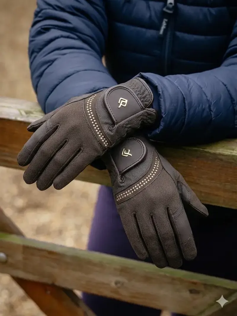 LeMieux Crystal Gloves - Espresso-1