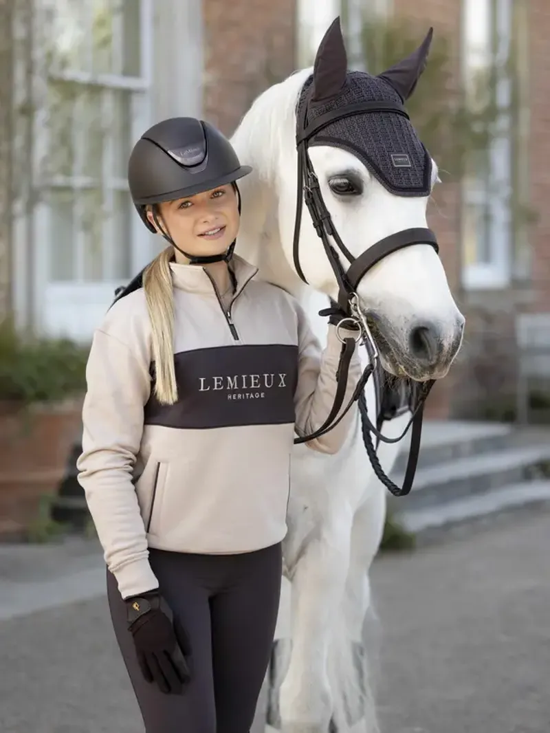 LeMieux Heritage Herringbone Quarter Zip Sweat - Stone