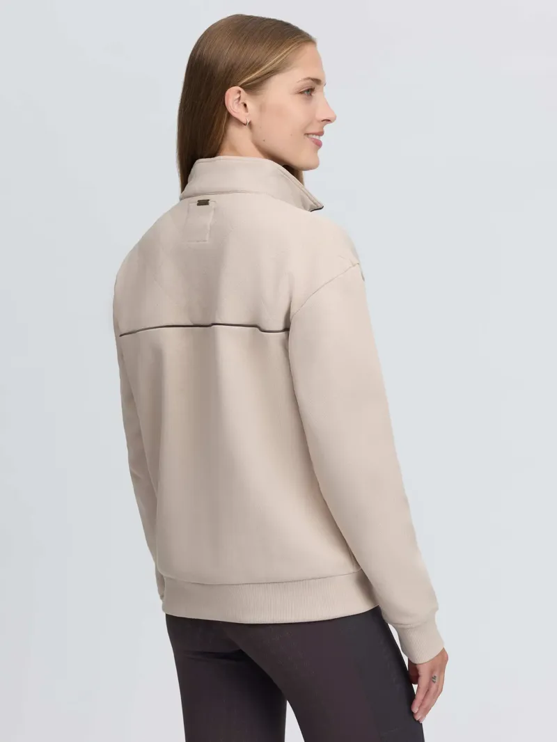 LeMieux Heritage Herringbone Quarter Zip Sweat - Stone-2