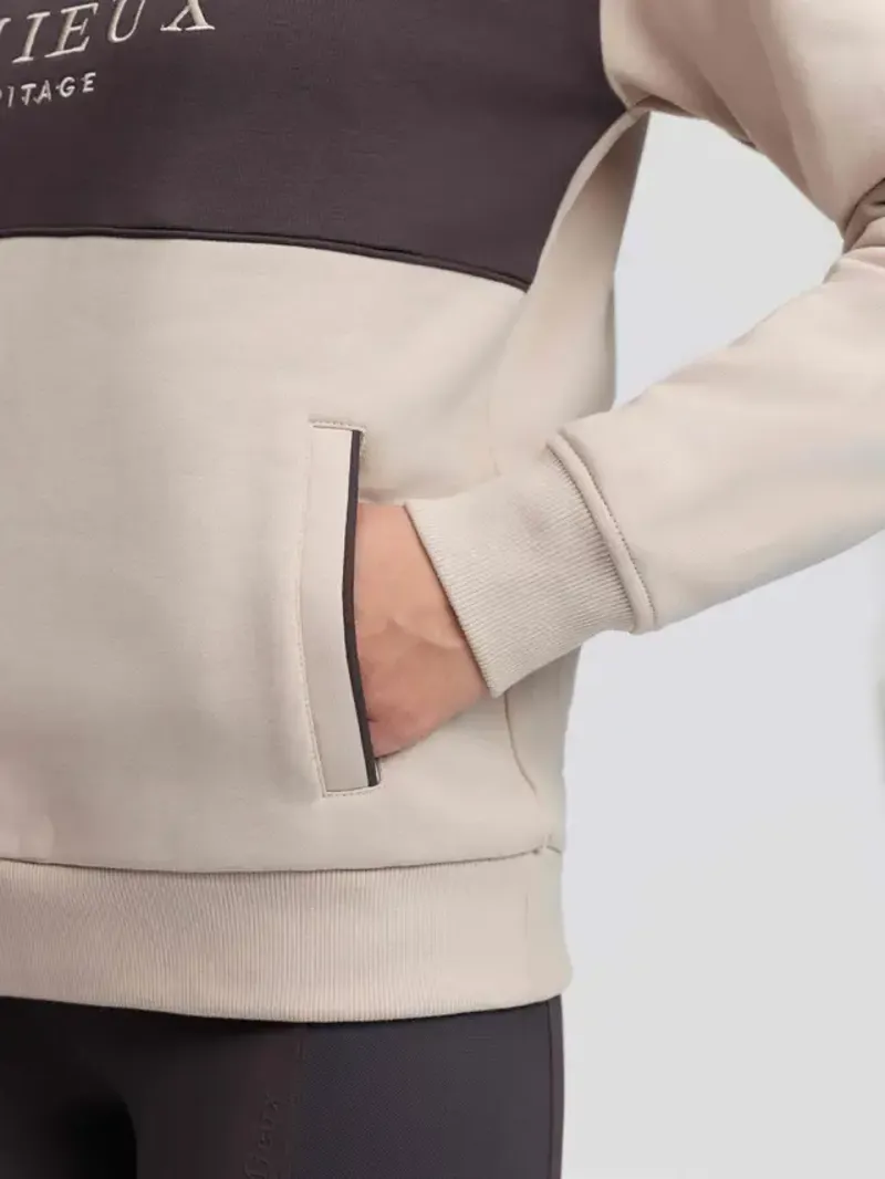 LeMieux Heritage Herringbone Quarter Zip Sweat - Stone-3