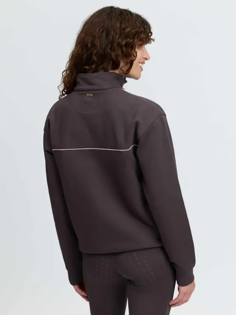 LeMieux Heritage Herringbone Quarter Zip Sweat - Cocoa-1