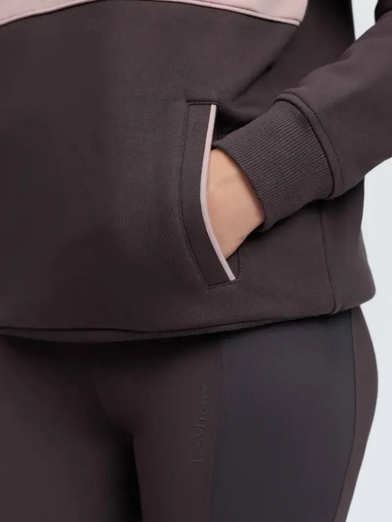 LeMieux Heritage Herringbone Quarter Zip Sweat - Cocoa-4