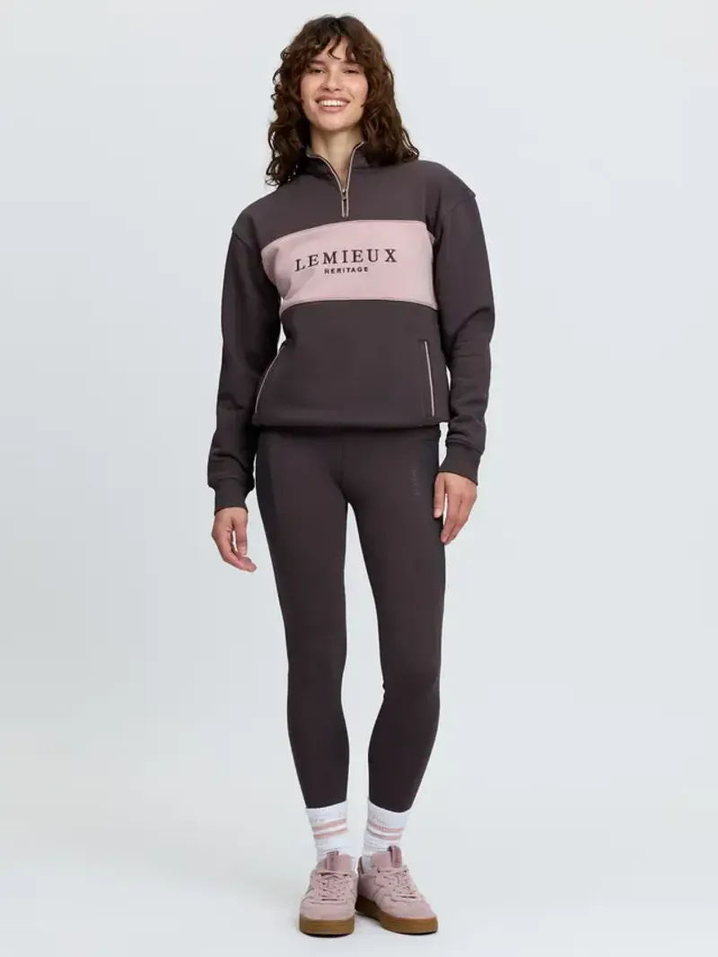 LeMieux Heritage Herringbone Quarter Zip Sweat - Cocoa-5