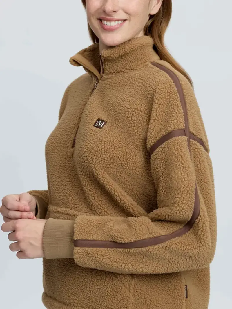 LeMieux Avery Teddy Quarter Zip Fleece - Caramel-3