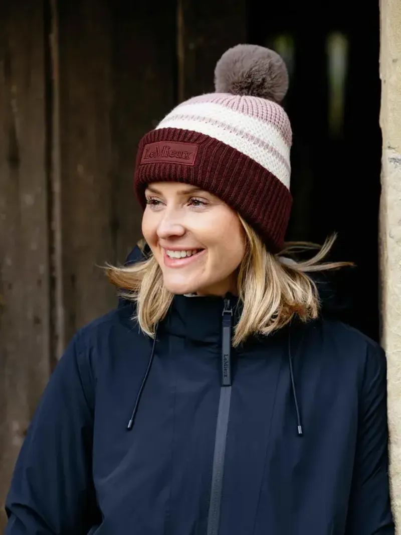 LeMieux x Sealskinz Waterproof Stripe Beanie - Dusty Pink-1