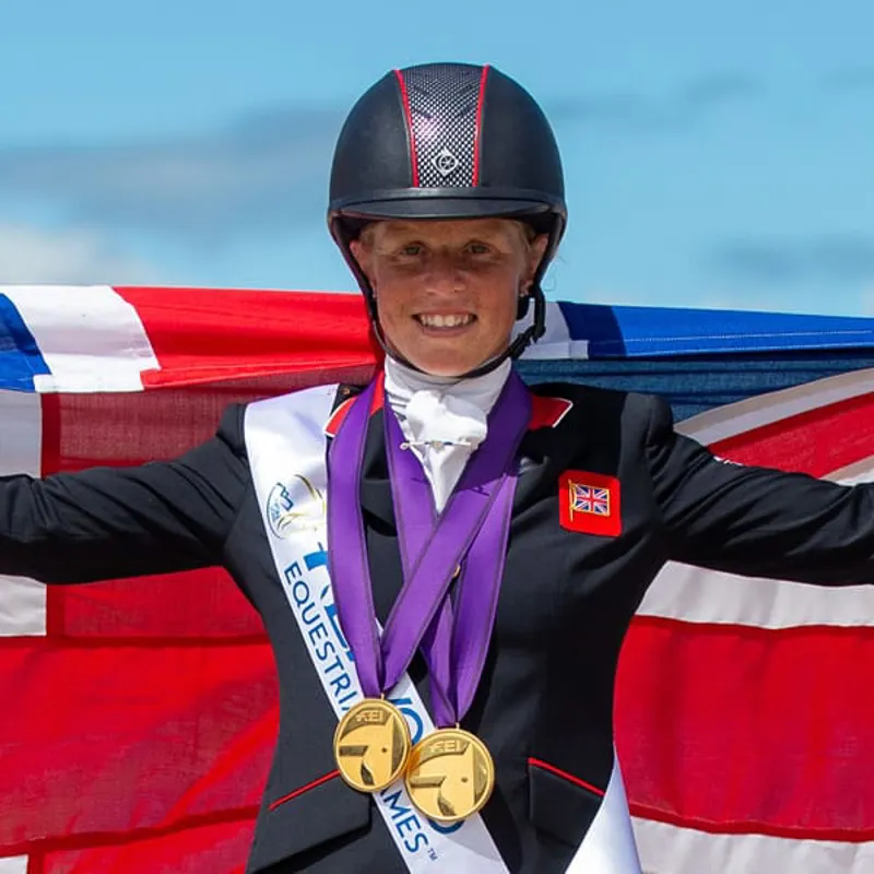 Charles Owen AYR8 Bespoke Red White and Blue Olympic Riding Hat-1
