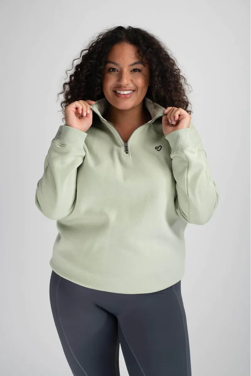 Mochara Half Zip Sweat Shirt - Sage