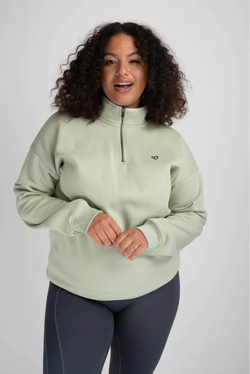 Mochara Half Zip Sweat Shirt - Sage-1
