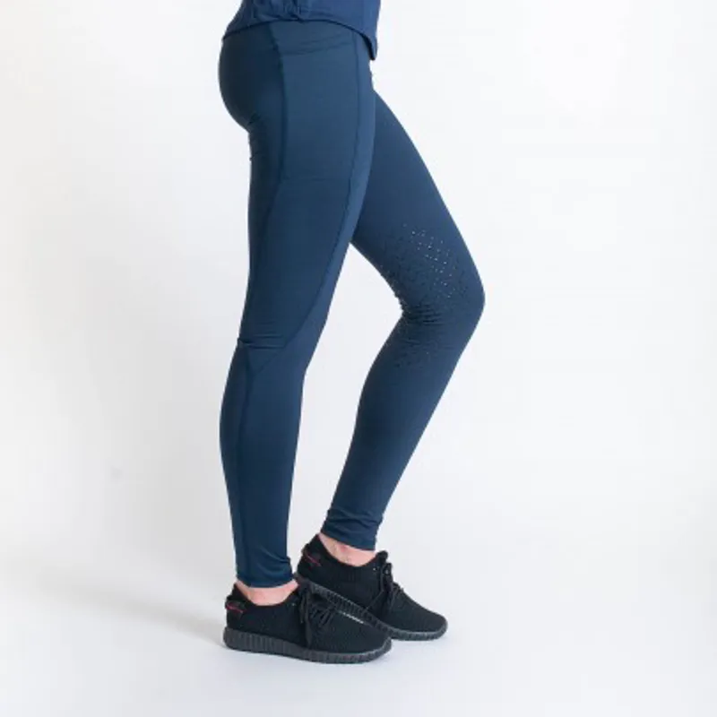 Gallop High-Waist Pocket Silicone Knee Tights - Navy