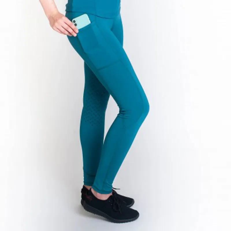 Gallop High-Waist Pocket Silicone Knee Tights - Peacock